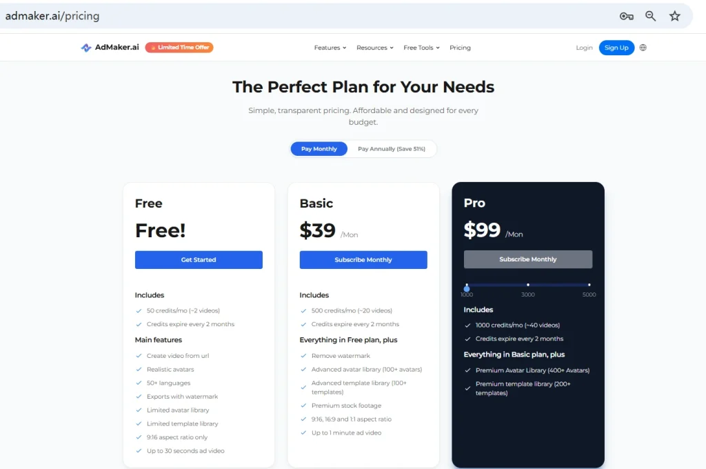 Admaker.ai pricing