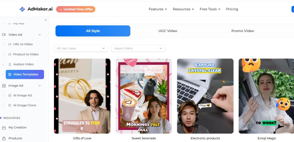 Admaker.ai video templates