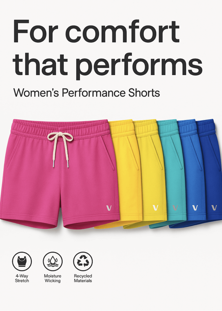 Colorful performance shorts image ad example