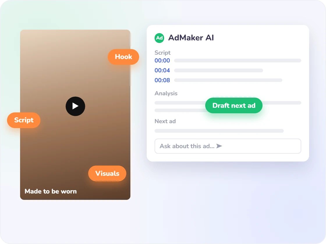 Use AdMaker AI for the script and analysis of any video or static ad
